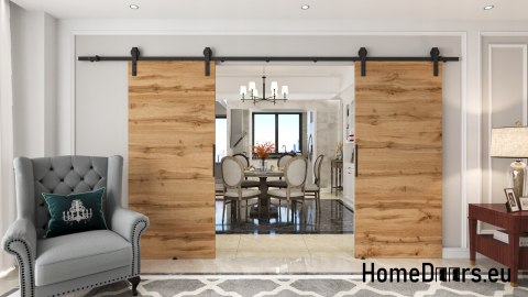 Drzwi przesuwne 110 naścienne ALFA LOFT 01 Dąb Wotan 55 + system przesuwny