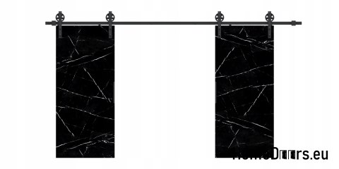 Drzwi przesuwne 120 naścienne ALFA LOFT 04 Marmur Czarny60+system przesuwny