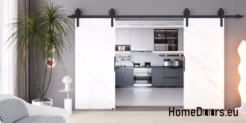 Drzwi przesuwne 148 naścienne ALFA LOFT 04 Marmur Biały 74+system przesuwny