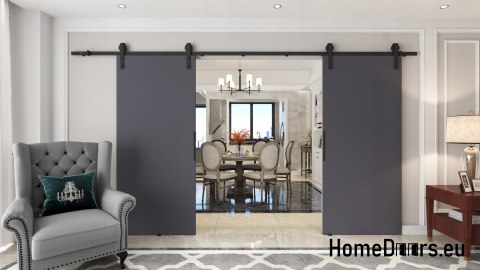 Drzwi przesuwne 140 naścienne ALFA LOFT 01 Antracyt 70 + system przesuwny