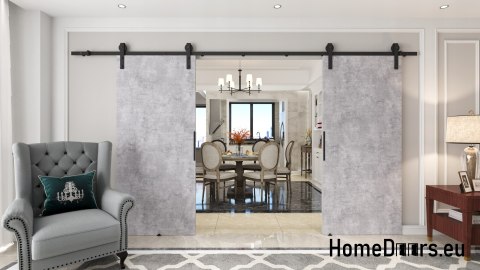 Drzwi przesuwne 140 naścienne ALFA LOFT 01 Beton 70 + system przesuwny
