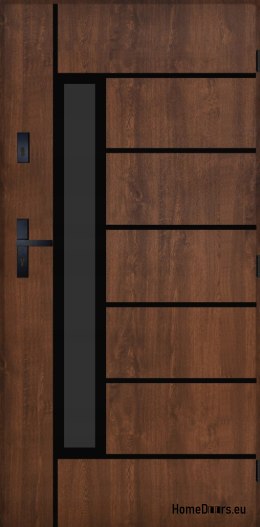 Drzwi Zewnętrzne PANTOR HERKULES 01 Prawe 90 Orzech Grube 72mm Ciepłe