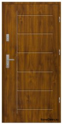 DRZWI ZEWNĘTRZNE CIEPŁE T41 72 mm styropian 90 Prawe złoty dąb, OD RĘKI