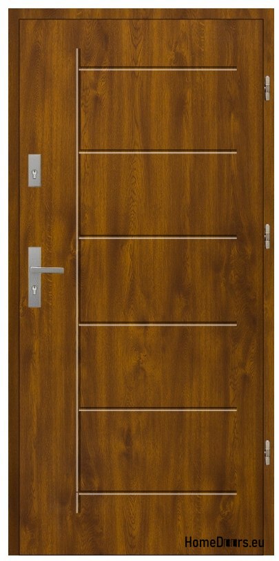 DRZWI ZEWNĘTRZNE CIEPŁE T41 72 mm styropian 90 Prawe złoty dąb, OD RĘKI