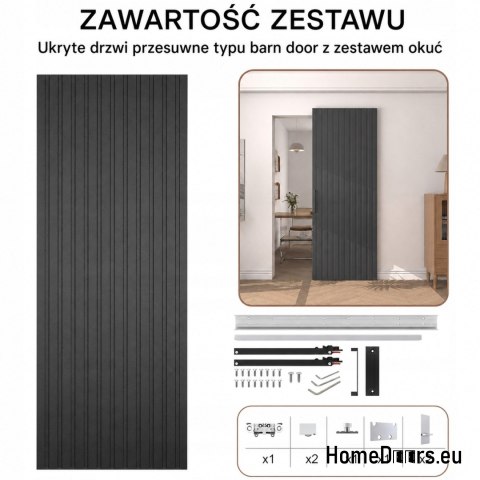 Drzwi przesuwne z ukrytym systemem Magic Lamel antracyt 90 komplet lamele