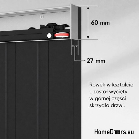 Drzwi przesuwne z ukrytym systemem Magic Lamel antracyt 90 komplet lamele