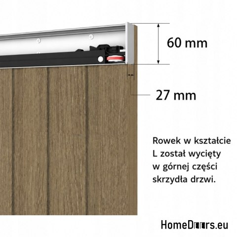 Drzwi przesuwne z ukrytym systemem Magic Lamel brąz orzech 90 komplet