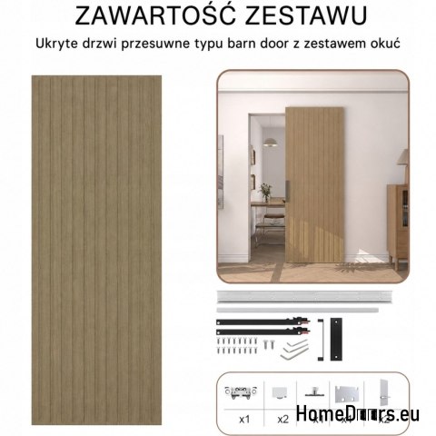 Drzwi przesuwne z ukrytym systemem Magic Lamel brąz orzech 90 komplet