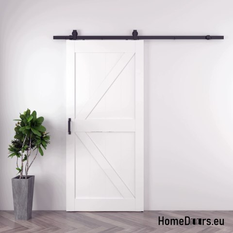 Drzwi wewnętrzne przesuwne Albert 3,5 cm grube 90 Loft białe kpl z systemem