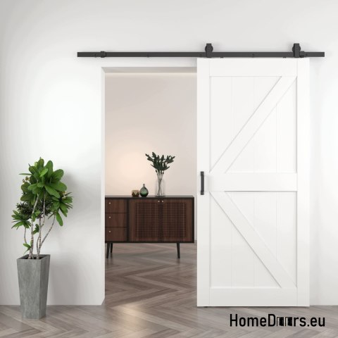 Drzwi wewnętrzne przesuwne Albert 3,5 cm grube 90 Loft białe kpl z systemem