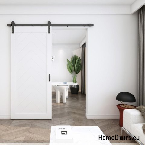 Drzwi wewnętrzne przesuwne Dubai 3,5 cm grube 90 Loft białe kpl z systemem