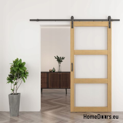 Drzwi wewnętrzne przesuwne Miami 3,5 cm grube 90 Loft dąb kpl z systemem