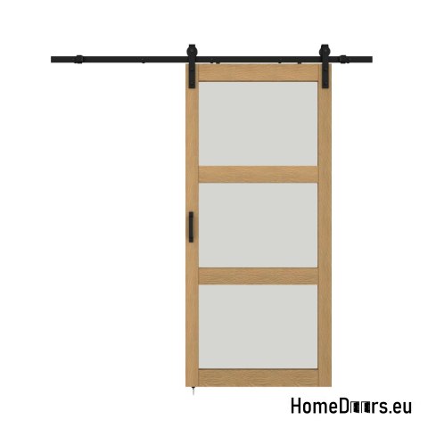 Drzwi wewnętrzne przesuwne Miami 3,5 cm grube 90 Loft dąb kpl z systemem