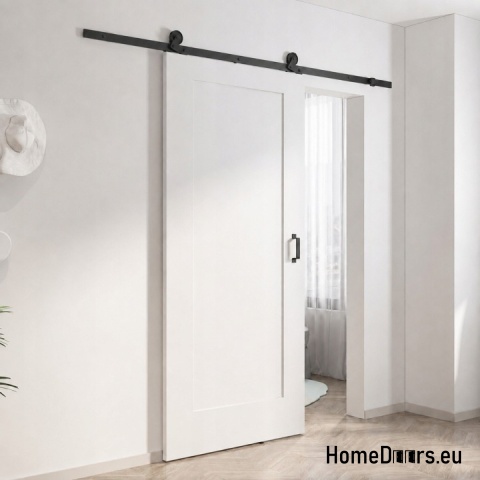 Drzwi wewnętrzne przesuwne Monza 3,5cm grube 90 Loft białe z systemem kpl