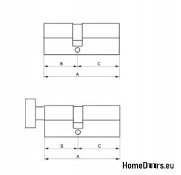 Wkładka patentowa z gałką system jednego klucza nikiel 30/40 + G40/30